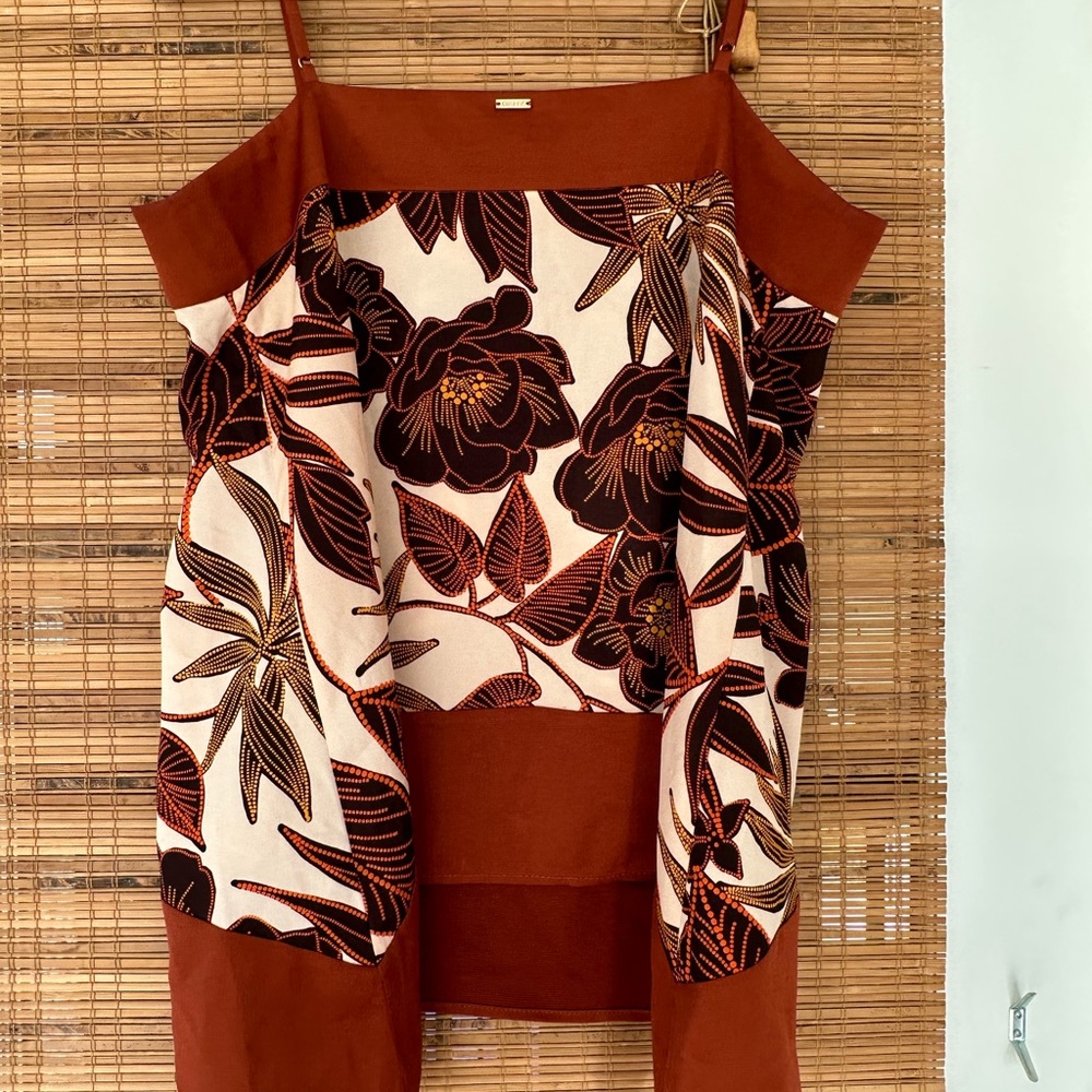 DKNY Women’s Brown Floral Spaghetti Strap Square Neck Cami